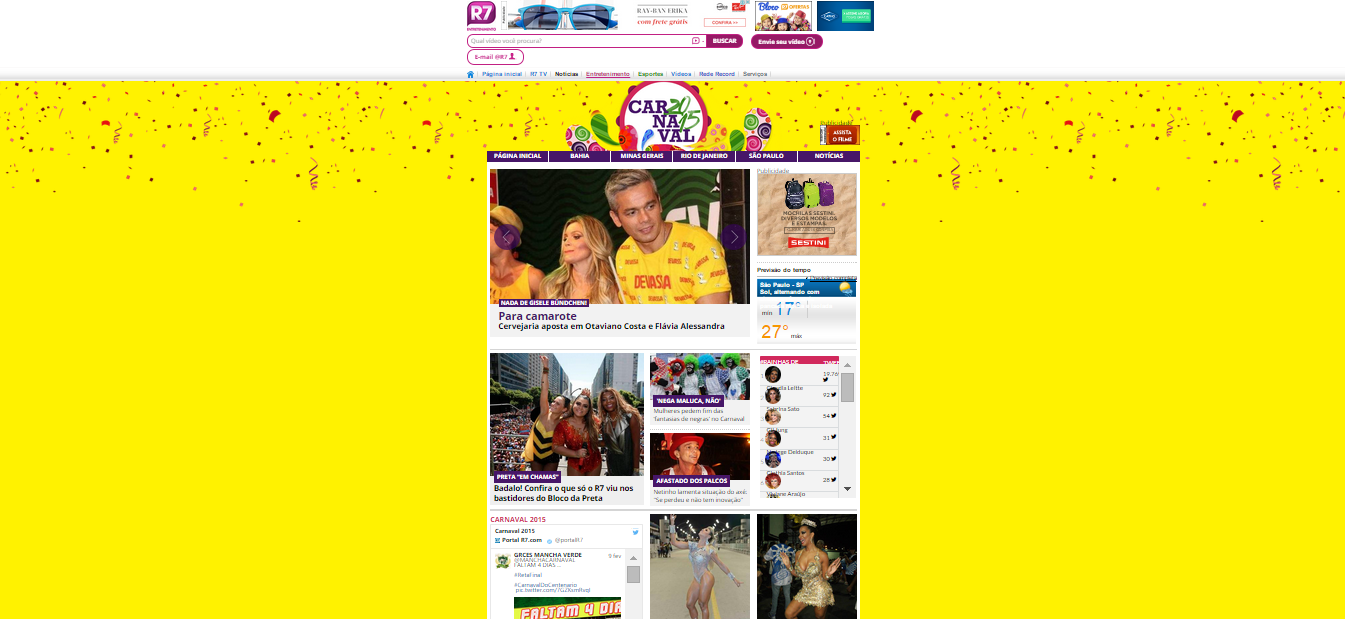 R7.com lança canal especial para o Carnaval 2015