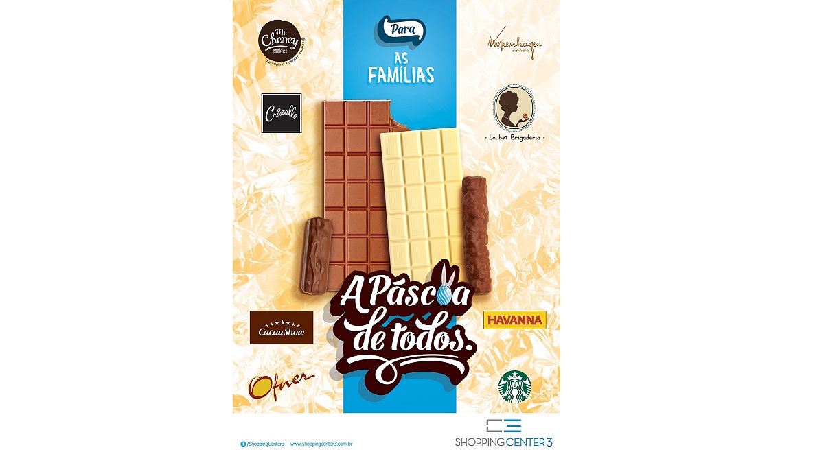 Campanha de Páscoa do Shopping Center 3 destaca mix de chocolates