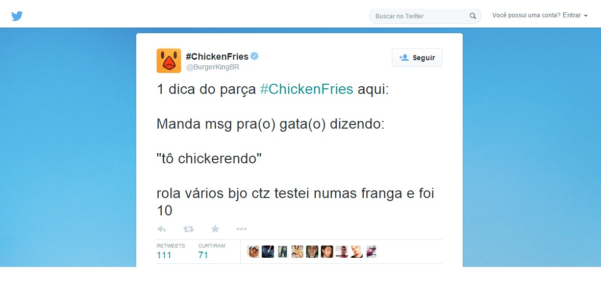 “Frango” assume conta do Burger King no Twitter
