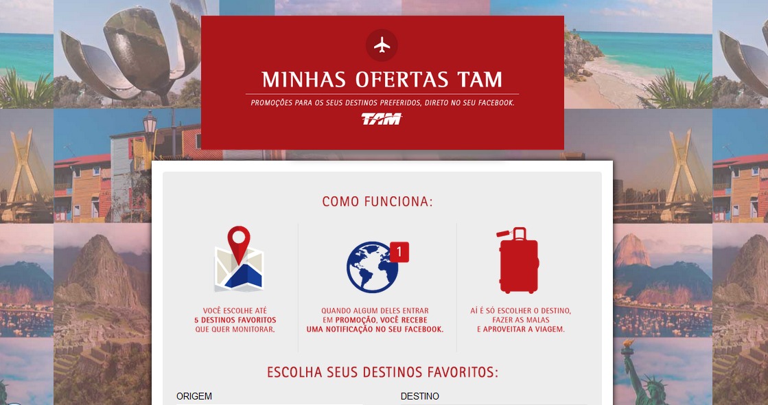 TAM lança aplicativo no Facebook que alerta sobre ofertas de passagens