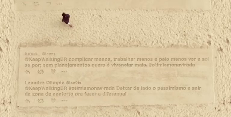 Johnnie Walker reproduz mensagens do Twitter para 2016 em praia do Recife