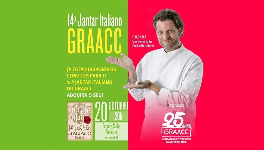 GRAACC comemora 25 anos com jantar italiano