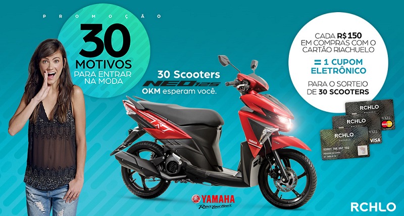 Riachuelo se une à Yamaha e sorteia 30 scooters