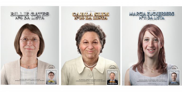 Em campanha da Forbes, Ogilvy cria personagens Billie Gates, Carla Slim e Marcia Zuckerberg