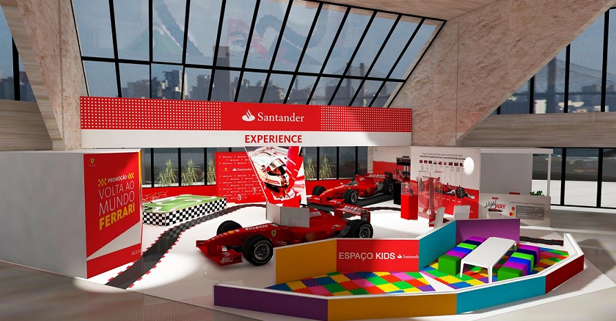 Santander Experience leva ações interativas e gratuitas da Ferrari ao Shopping Eldorado