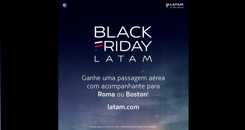 LATAM lança campanha de Black Friday com sorteio de passagens