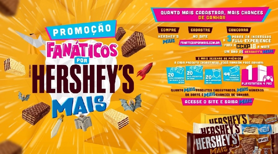Hershey’s lança promoção “Fanáticos por Hershey´s Mais”
