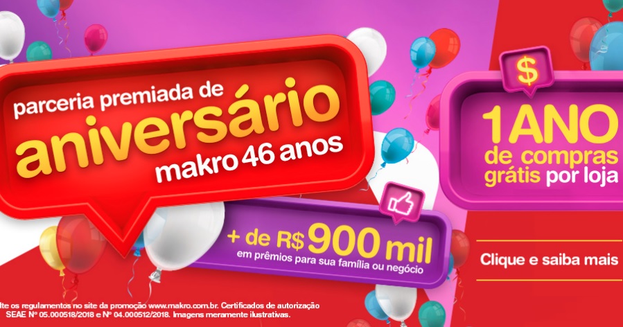 Makro celebra 46 anos com promoção que dará quase R$ 1 milhão em prêmios