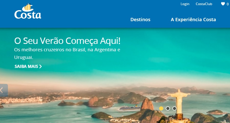 Costa Cruzeiros apresenta seu novo site