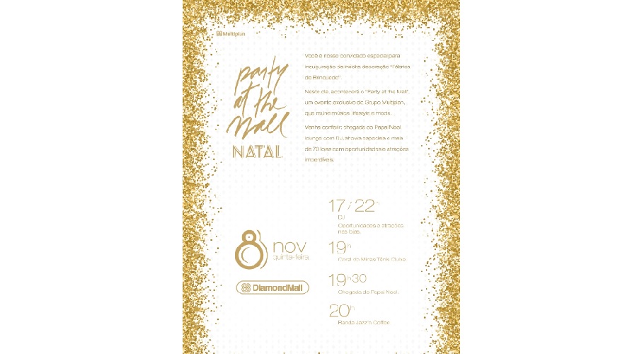 DiamondMall promove evento da chegada do Natal  “Party at the Mall”
