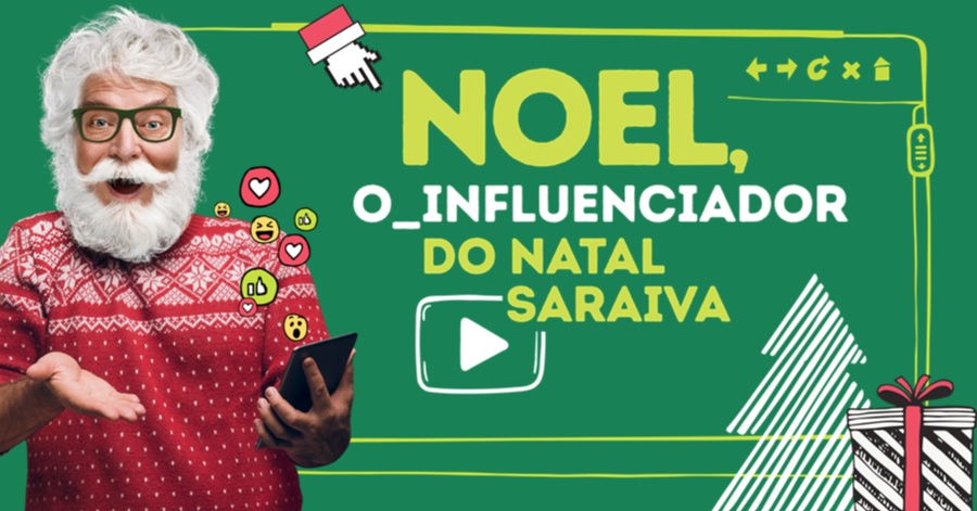 Saraiva reforça #Livrodepresente e Papai Noel como influenciador em campanha de Natal