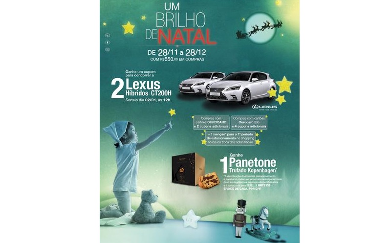 Promoção de Natal do Shopping Anália Franco irá sortear automóveis Lexus
