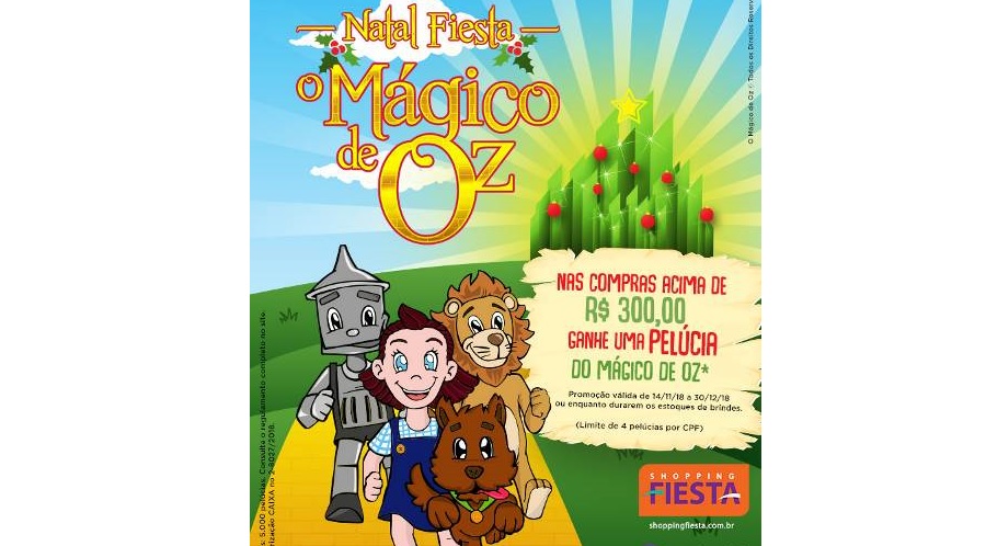 Shopping Fiesta presenteia clientes com pelúcias do Mágico de Oz