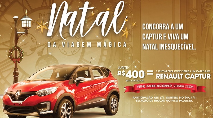 Shopping Pátio Paulista sorteia um carro Renault Captur neste Natal