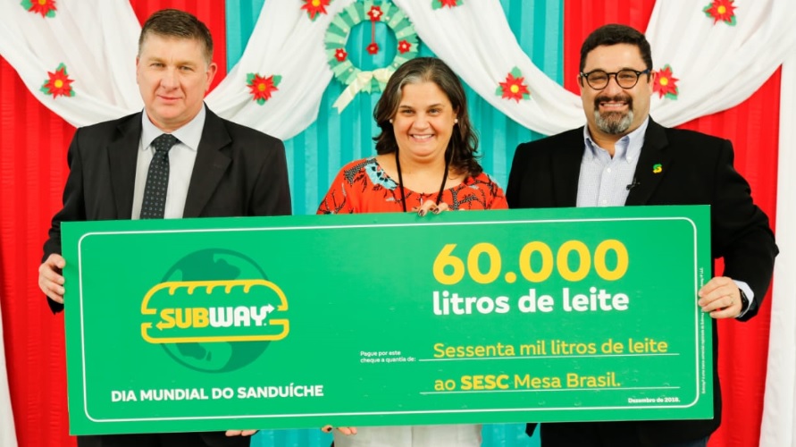 Subway reafirma seu compromisso social e doa 60 mil litros de leite em ação de combate à fome