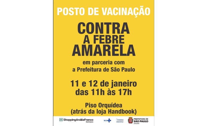 Shopping Anália Franco promove vacinação contra a febre amarela
