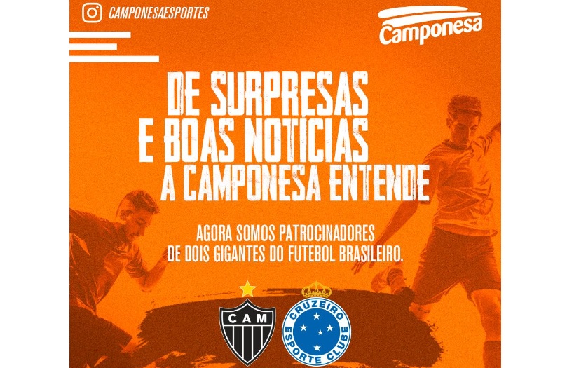Camponesa é a nova patrocinadora oficial do Atlético-MG e do Cruzeiro