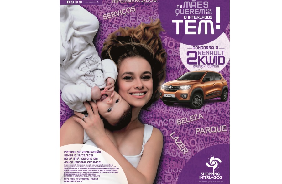 Em ação de Dia das Mães, Shopping Interlagos sorteará dois carros Renault Kwid Life