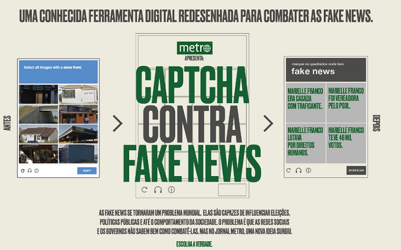 Artplan e Jornal Metro transformam o captcha em ferramenta para combater Fake News