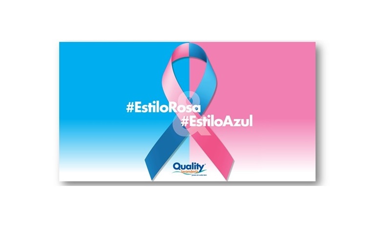 Nos meses de campanhas de prevenção ao câncer, Quality Lavanderia fica ‘Rosa e Azul’