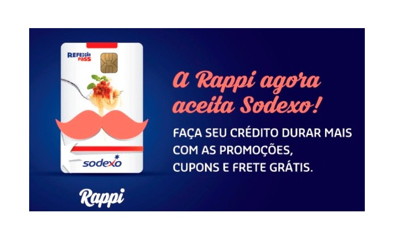 Sodexo e Rappi realizam promoção que oferece até 50% de cashback