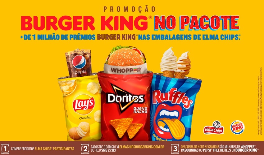 Elma Chips lança promoção em parceria com o Burger King