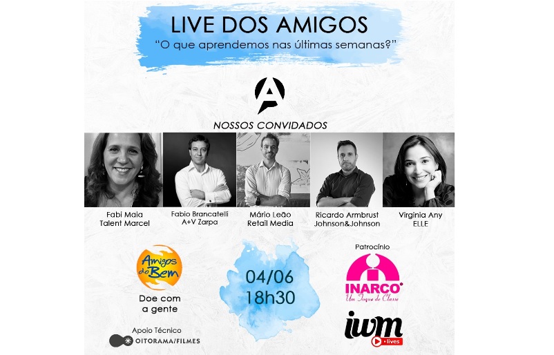 Live do Amigos recebe, nesta semana, Fabiana Maia, Fábio Brancatelli, Mário Leão, Ricardo Ambrust e Virginia Any
