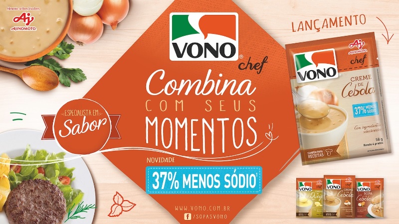 Vono celebra 15 anos com lançamento de ‘Vono Chef Creme de Cebola Menos Sódio’