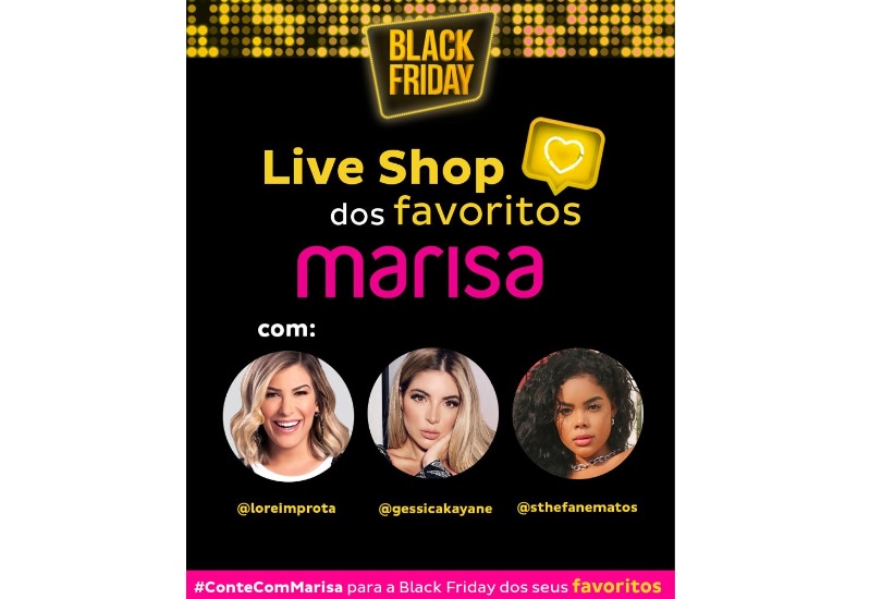 Marisa aposta em “Live Shop” e influenciadoras para “Black Friday dos favoritos”