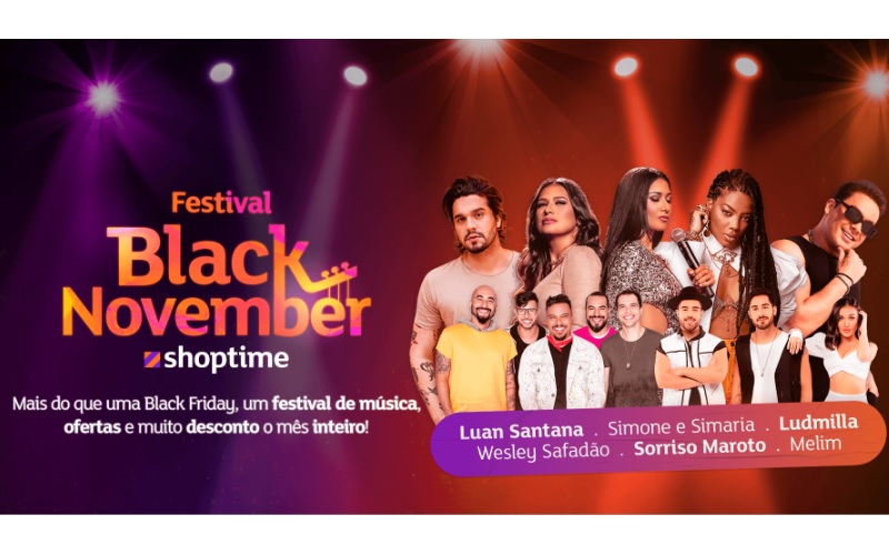 Shoptime lança Festival Black November com música, conteúdo e ofertas exclusivas
