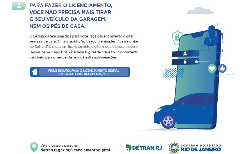 Binder cria ação para Governo do Estado do RJ, para incentivar o licenciamento digital de veículos 