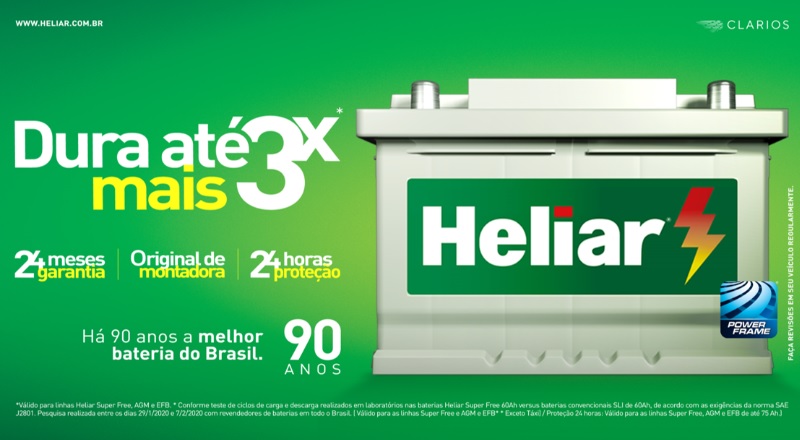 Nova campanha das baterias Heliar destaca durabilidade superior e os 90 anos da marca