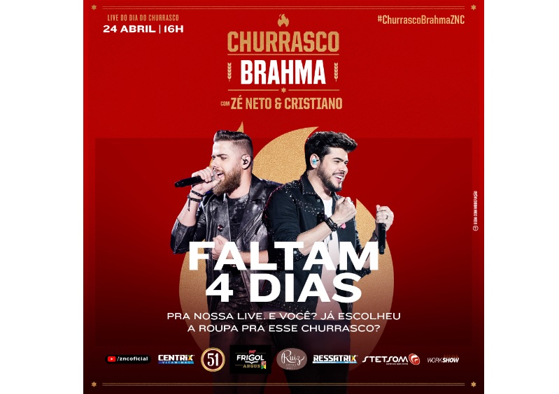 Frigol patrocina Live Churrasco Brahma, com Zé Neto e Cristiano