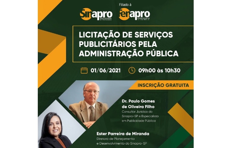 SINAPRO-SP promove palestra online “Licitações de Serviços Publicitários pela Administração Pública”