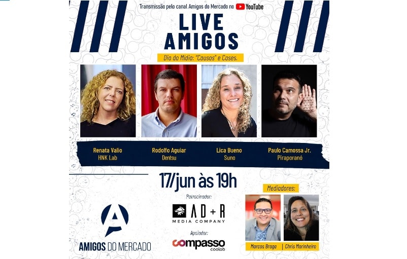 Live dos Amigos recebe Renata Valio, Rodolfo Aguiar, Lica Bueno e Paulo Comossa Jr.