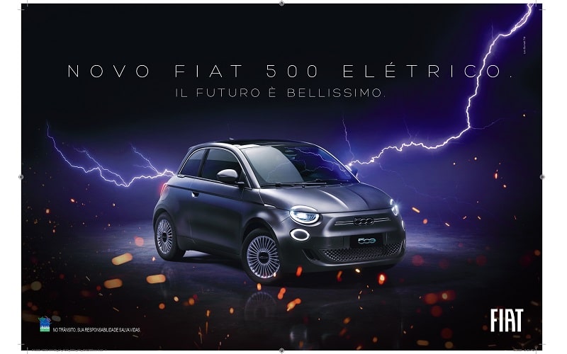 Um raio vai dar a partida no lançamento do novo Fiat 500 elétrico