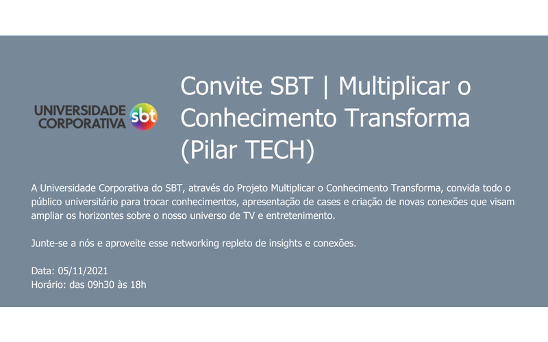 SBT lança etapa Tech do projeto Multiplicar o Conhecimento Transforma