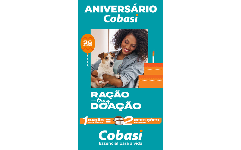 Cobasi comemora 36 anos com campanha de doação de ração