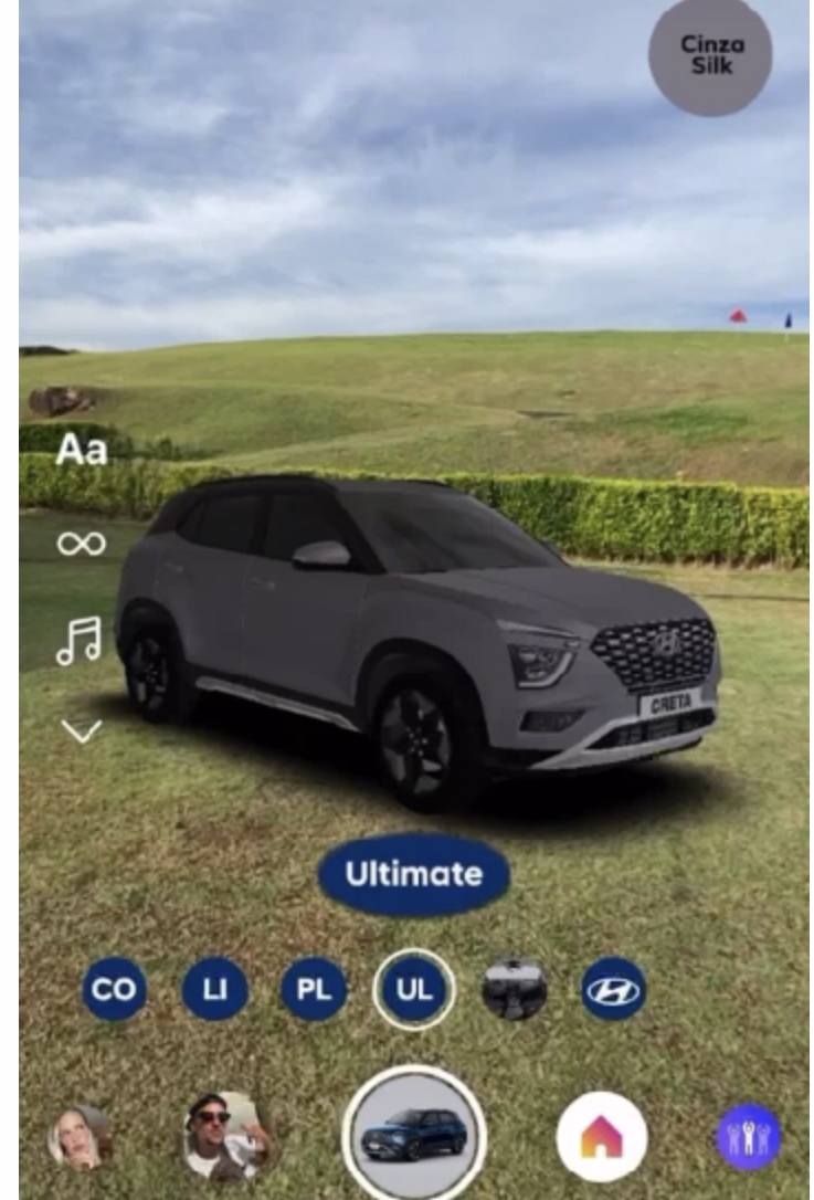 Hyundai inova com filtro de realidade aumentada do CRETA Nova Geração no Instagram