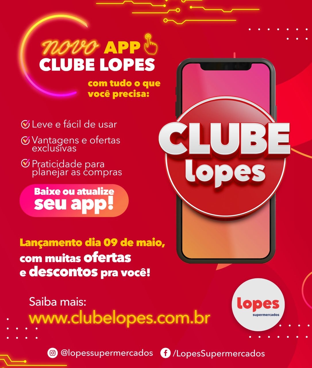 Lopes Supermercados novo aplicativo Clube Lopes