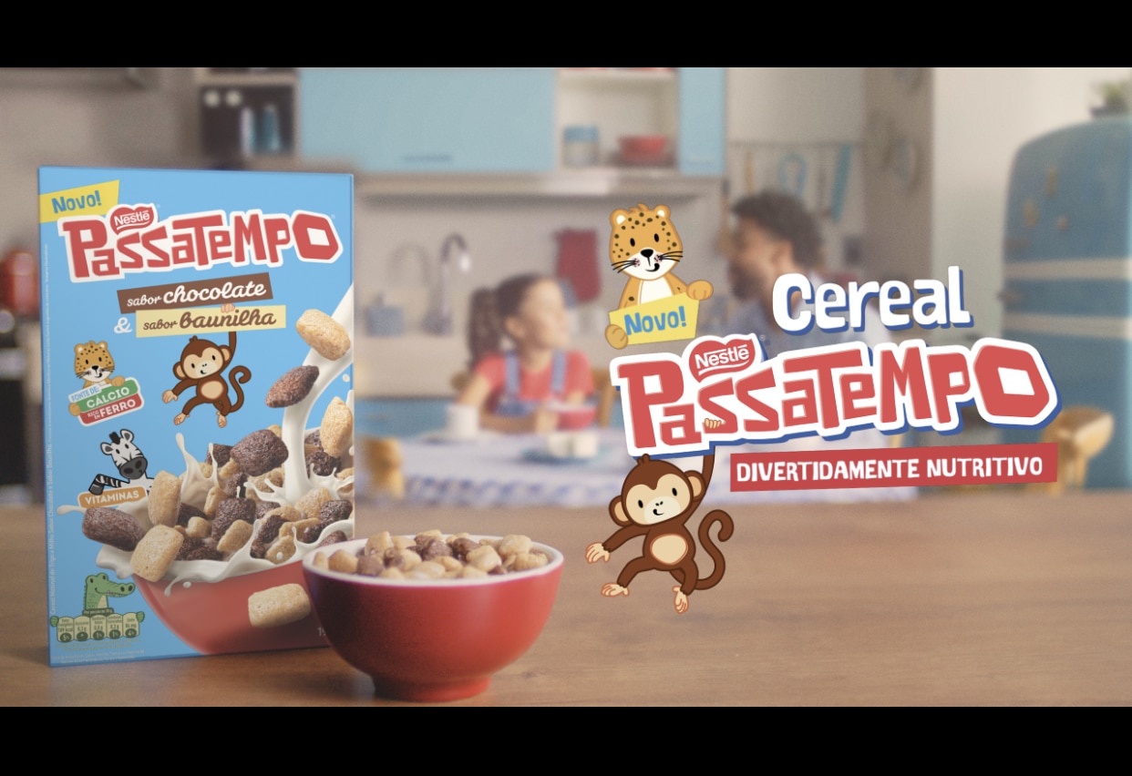 Café da manhã divertido e nutritivo é foco da campanha de lançamento de Passatempo® Cereal