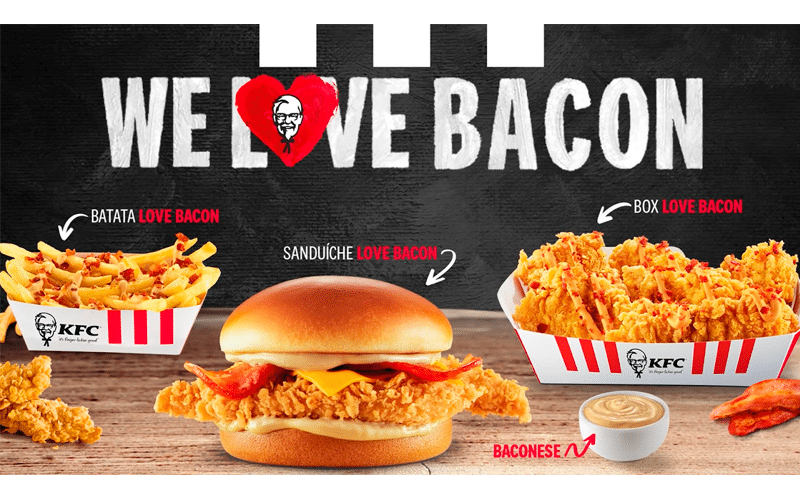 KFC lança cardápio dedicado aos amantes da dupla frango e bacon