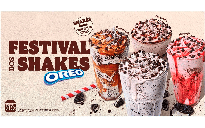 Burger King lança festival dos shakes com sabores inéditos de Oreo