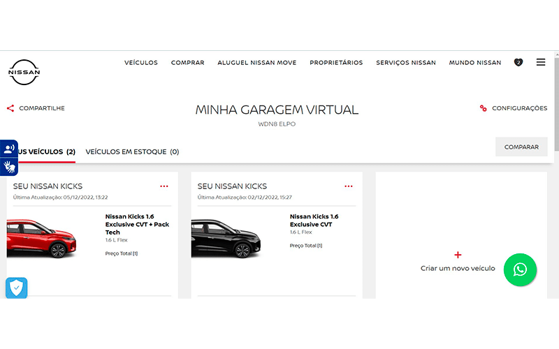 Nissan cria garagem virtual em seu site