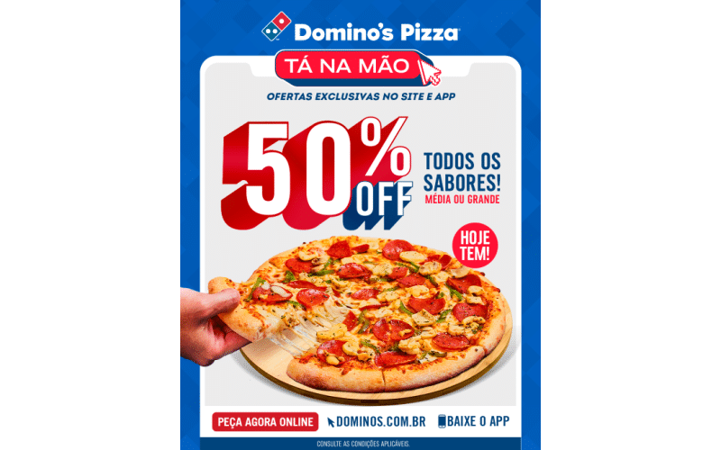 Pizzas da Domino’s terão 50% de desconto por uma semana