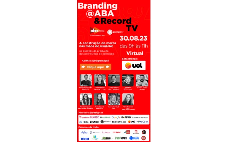 Conheça os Painelistas: Branding@ABA & Record TV | Dia 30 de Agosto