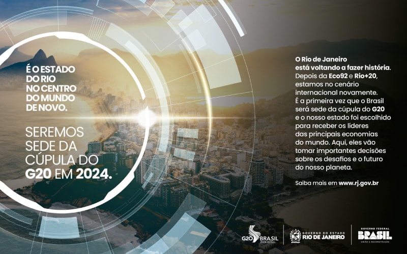 Rio de Janeiro como sede do G20 em 2024 é tema de campanha