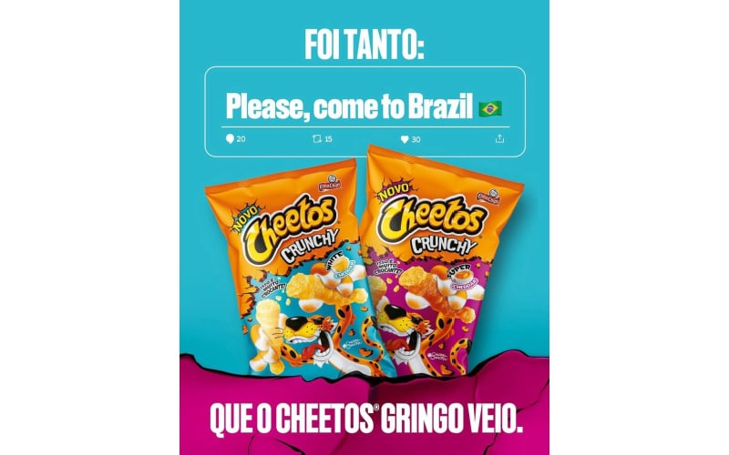 PepsiCo apresenta Cheetos Crunchy, cheetos crunchy brasil