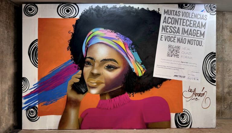 Instituto Gloria conscientiza sobre a violência contra a mulher por meio de artes que sofrem intervenções em Brasília