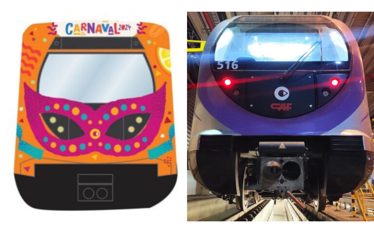 Trem da Linha 5-Lilás ganha pintura de Carnaval